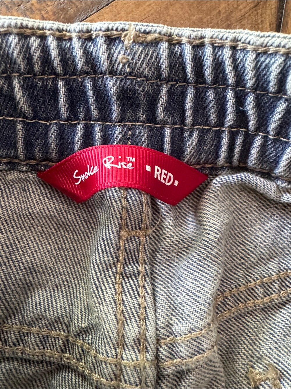 Smoke RIse RED Embroidered Acid-Wash Curvy Cargo Jeans in Blue NWT  Sz XL - Picture 12 of 14